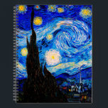 Cuaderno La noche estrellada de Vincent Van Gogh<br><div class="desc">Vincent Van Gogh La Noche Estelar. Esta es una antigua obra maestra del pintor holandés Vincent Van Gogh. Esta bonita pintura del paisaje artístico tiene un color bonito,  vibrante y saturado. Vincent Van Gogh fue un pintor impresionista de post holandés. Esta imagen es de dominio público</div>