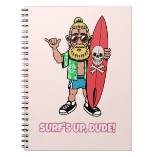 Cuaderno ¡La Ola Está Alta Tipo! Surfista de Dibujos Animad