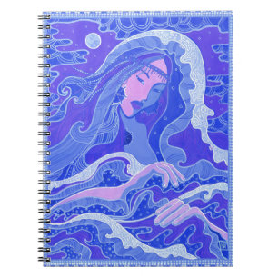 Cuaderno La Ola, Sirena, Chica Asiática, azul y rosa