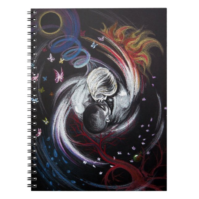 Cuaderno La pareja de besos Yin Yang Love Surreal dibujo ar (Frente)