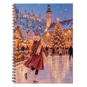 Cuaderno La pequeña niña viajera patinaje de Navidad en Tal