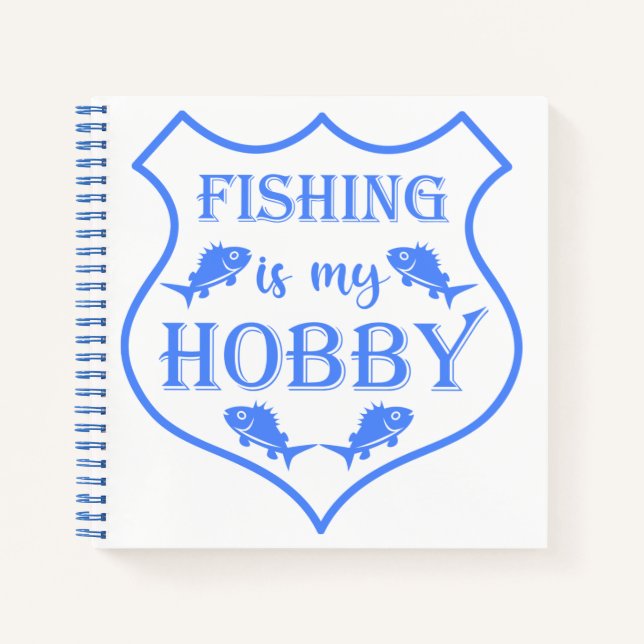 Cuaderno La pesca es mi cita escudo de hobby en el escudo (Anverso)