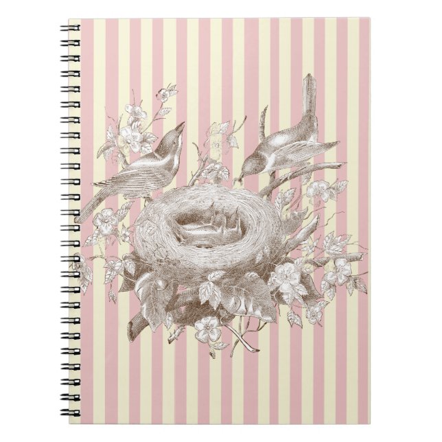 Cuaderno La Petite Famille sobre fondo rosa y crema (Frente)