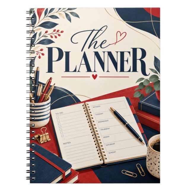 Cuaderno La Planificadora Naval Rojo Botánico (Frente)