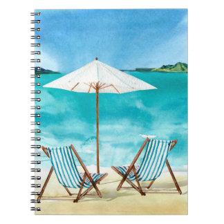 Cuaderno La Playa Del Océano Costero Dos Tumbonas