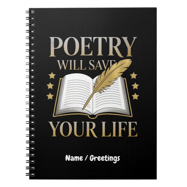 Cuaderno La poesía salvará tu vida de poeta y literatura di (Frente)