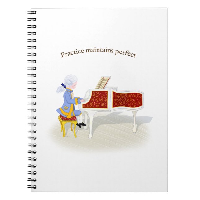 Cuaderno "La práctica mantiene la perfección" Mozart jugand (Frente)