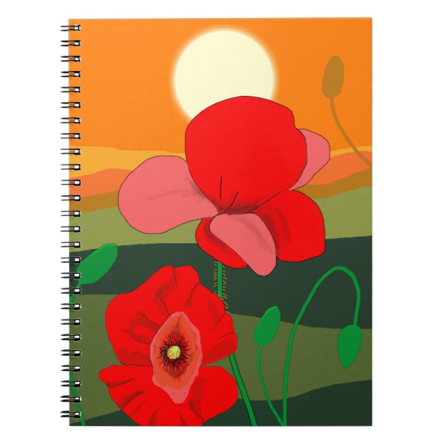Cuaderno La pradera de amapola al atardecer (Frente)