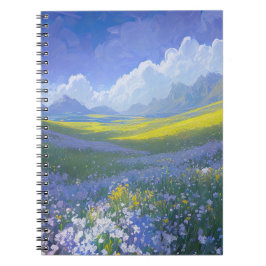 Cuaderno La pradera verde con flores azules