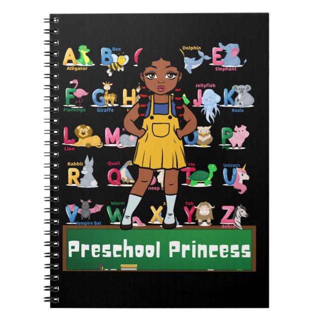 Cuaderno La princesa de preescolar Chica negro vuelve a la  (Frente)