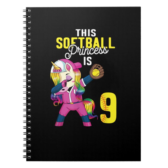 Cuaderno La princesa de Softball es Unicornio Dab (Frente)