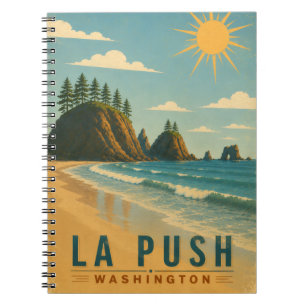 Cuaderno ¡La Push, Baby! Arte de cartel de viaje costero vi