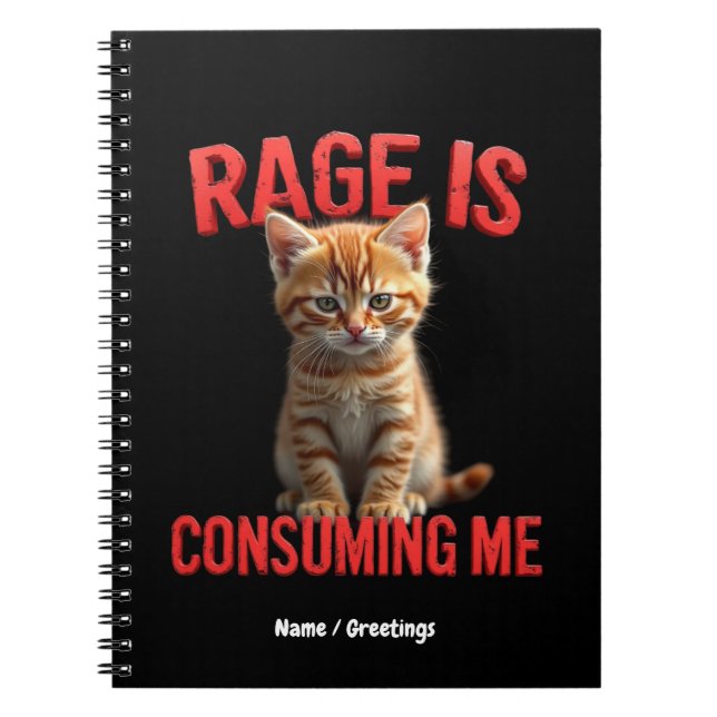 Cuaderno La rabia me consume gato gatito, línea graciosa (Frente)