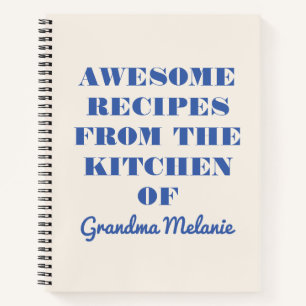 Cuaderno La receta de la abuela azul crema de la tipografía