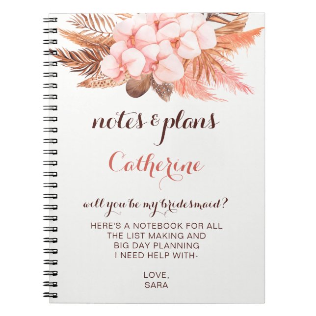 Cuaderno La Rústica Grasa Boho Pampas Serás Mi Novia (Frente)