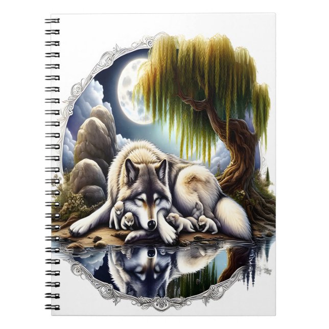 Cuaderno La Serenidad De La Luna Un Lobo Sumiso (Frente)