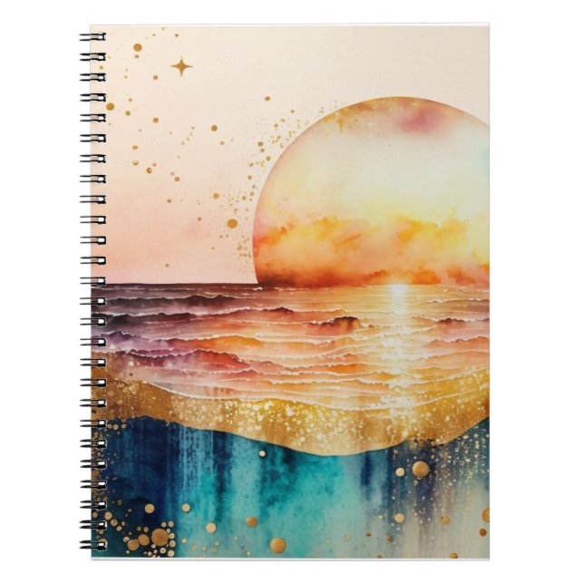 Cuaderno La Serie de Playa de Acuarela Diseño 3 (Frente)