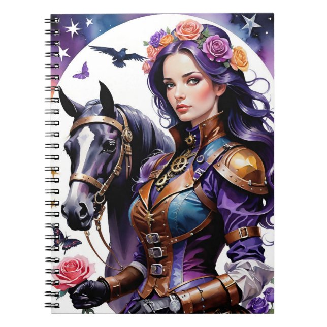 Cuaderno La serie Rosebud-Steampunk Rosebud y su caballo (Frente)