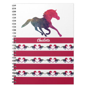 Cuaderno La silueta de caballo personalizada chica escolar 