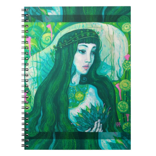 Cuaderno La sirena del cabello verde bajo el agua Fantasía  (Frente)