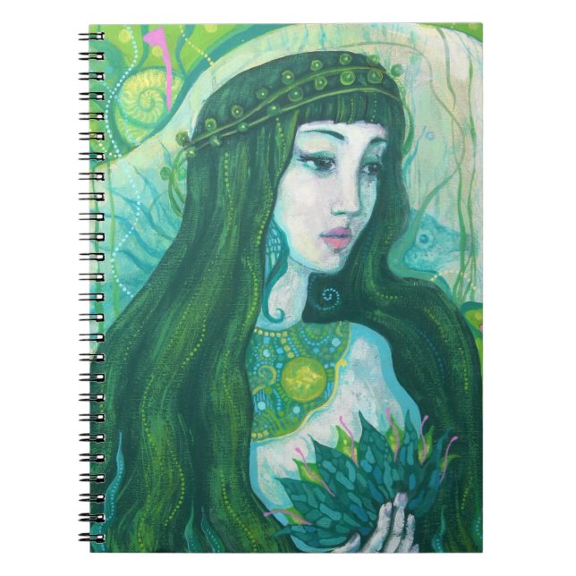 Cuaderno La sirena del cabello verde bajo el agua Fantasía  (Frente)