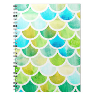 Cuaderno La sirena escala. Balanzas de peces acuarela. Suma
