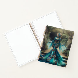 Cuaderno La sirena Verde azulada de Steampunk Vintage