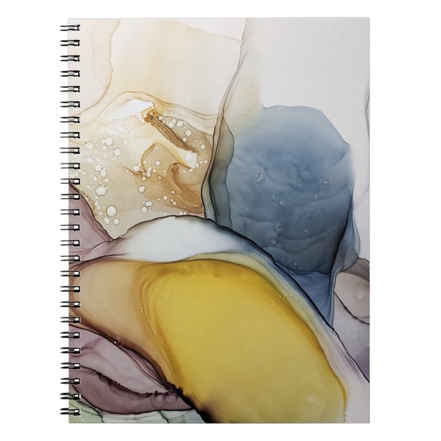 Cuaderno La tinta de alcohol gira, el tinte amarillo, abstr (Frente)