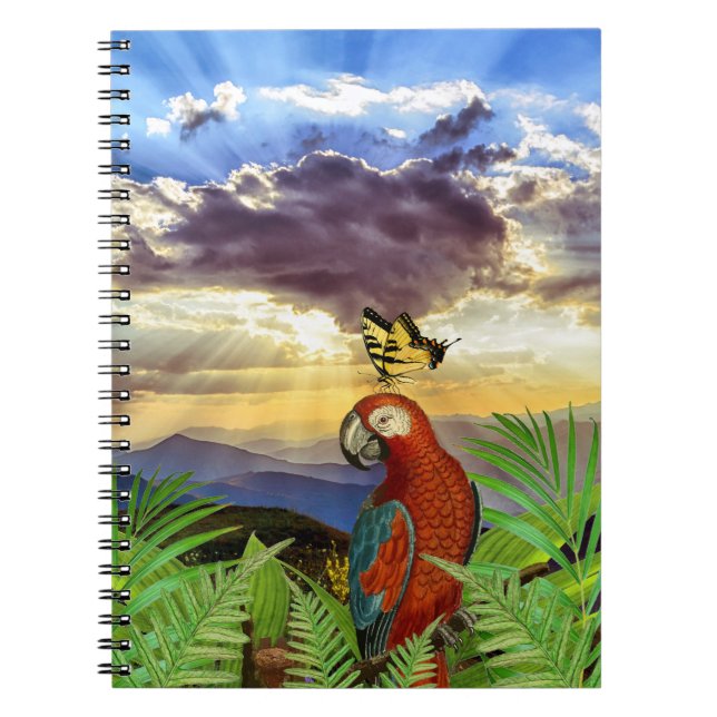 Cuaderno La tormenta divertida Sky Parrot y la mariposa (Frente)