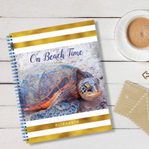 Cuaderno La tortuga marina Hawaii Honu con guión de oro en