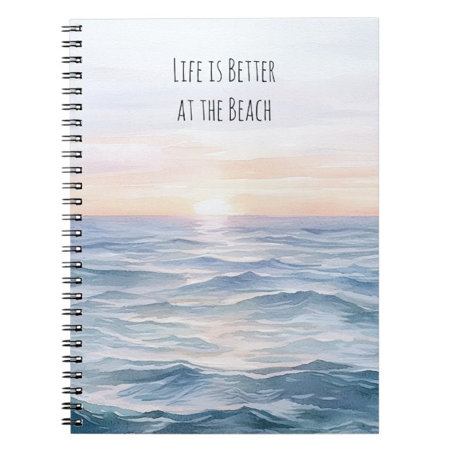 Cuaderno La vida al atardecer es mejor en la playa (Frente)