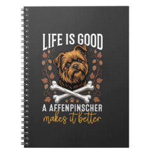 Cuaderno La Vida Es Buena Affenpinscher Perro Huesos Cruzad