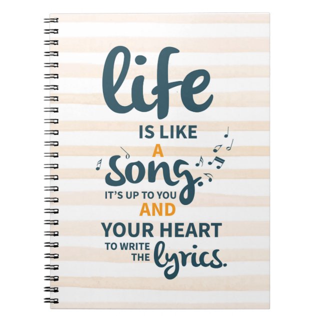 Cuaderno La vida es como una canción animando el éxito (Frente)