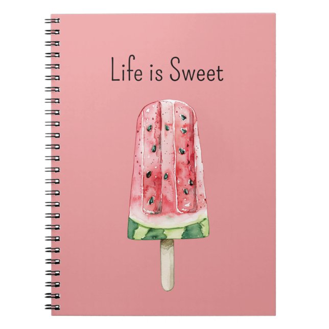 Cuaderno La vida es dulce paleta de sandía (Frente)