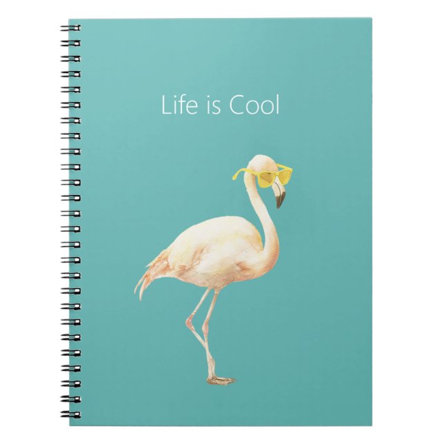 Cuaderno La vida es Flamingo de Gafas de sol Amarillas Geni (Frente)