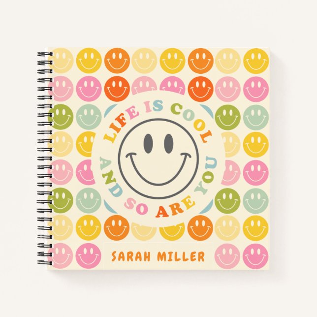 Cuaderno La vida es Guay Happy Sonriente Face Emoji Noteboo (Anverso)