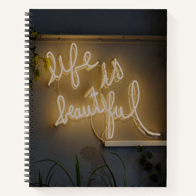 Cuaderno La vida es hermosa luces de neón (Anverso)