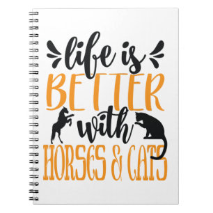 Cuaderno La vida es mejor con caballos y gatos Amo de los g