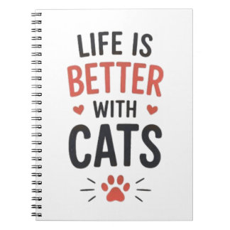 Cuaderno La vida es mejor con tipografía de gatos Amante de