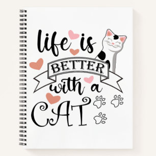 Cuaderno La vida es mejor con un eslogan de citas gatas