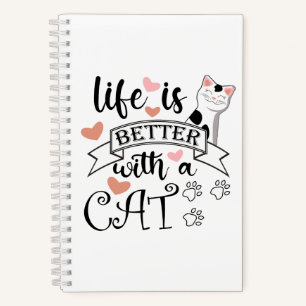 Cuaderno La vida es mejor con un eslogan de citas gatas