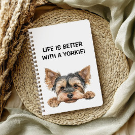Cuaderno La vida es mejor con un yorkie que peeking yorkie