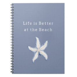 Cuaderno La vida es mejor playa azul blanca estrella de mar