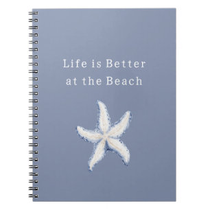 Cuaderno La vida es mejor playa azul blanca estrella de mar