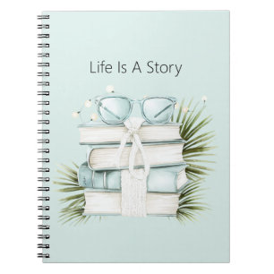 Cuaderno La Vida Es Una Historia Libros Azules Hojas Verdes