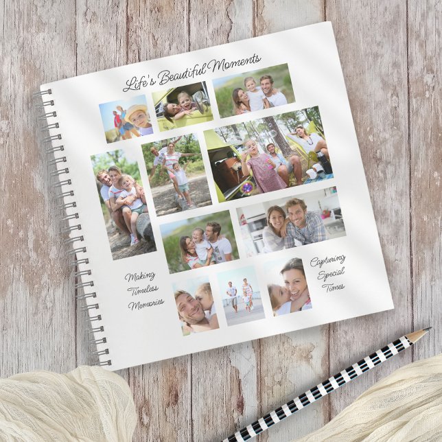 Cuaderno La vida momentos hermosos 11 Collage de fotos blan (Fully customisable - perfect for writing your special moments and quotes - or to give as a gift!)