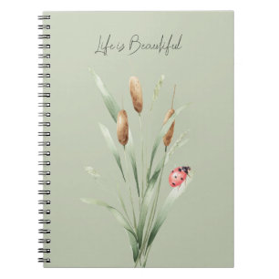 Cuaderno La vida verde es hermosa Cattails Mariquita