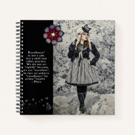 Cuaderno La vintage Steampunk Lady Plato cita Black Journal