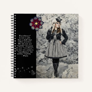 Cuaderno La vintage Steampunk Lady Plato cita Black Journal