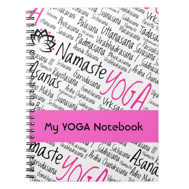 Cuaderno La yoga de Namaste coloca nombres sánscritos de (Frente)